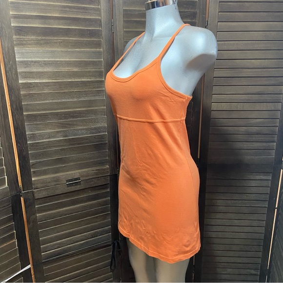 Y2K American Eagle Orange Mini Summer Dress Casual Spaghetti Straps Razor Back - Picture 5 of 7